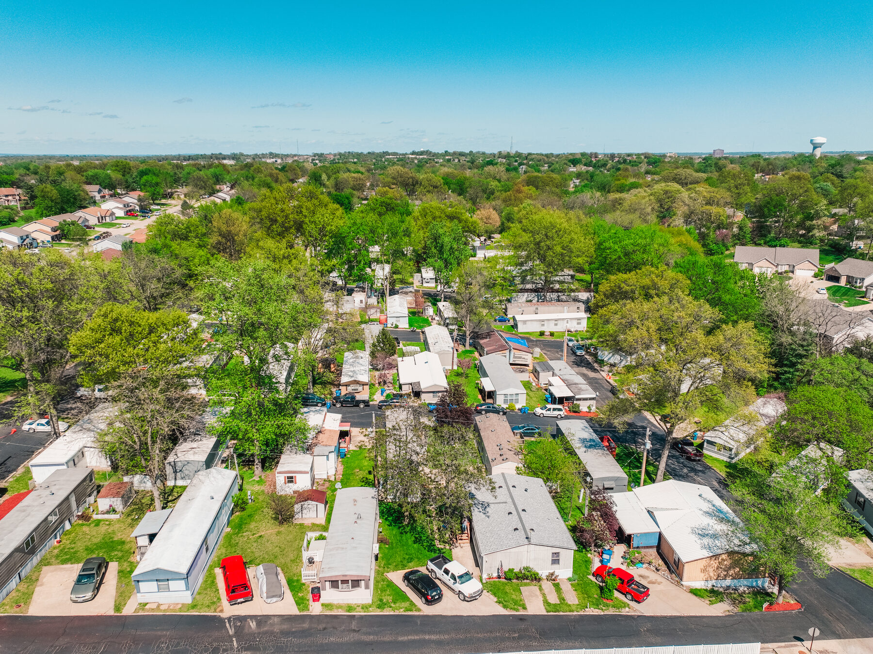 Aerial view of homes and streets at Muegge Manor